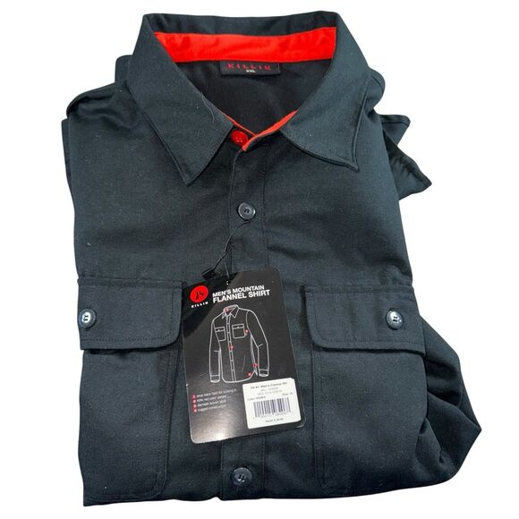 Killik Button Up Shirt Mens XXL Black Long Sleeve Flap Pockets Outdoor Hunting - Picture 14 of 15